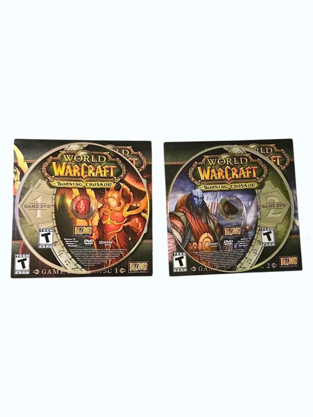 World of Warcraft The Burning Crusade PC DVD ROM Disc 1 & 2 Collector Art Sleeve